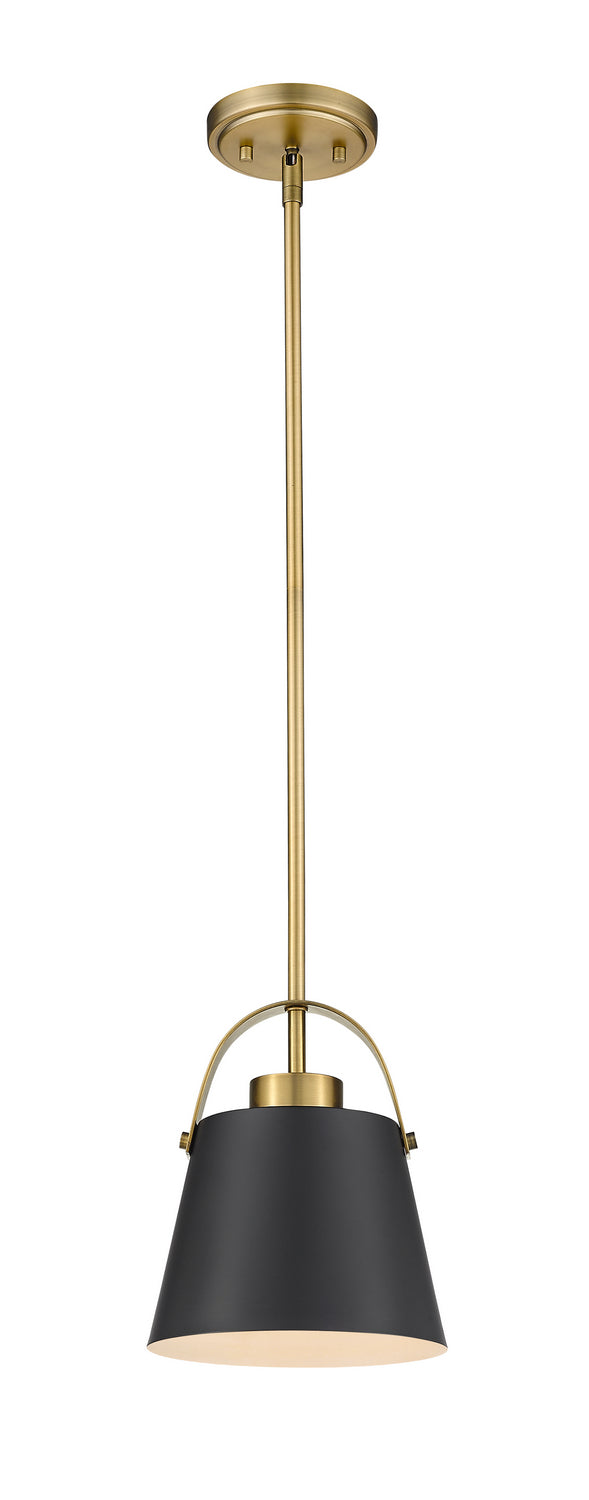 Z-Lite 726MP-MB+HBR One Light Pendant, Matte Black + Heritage Brass