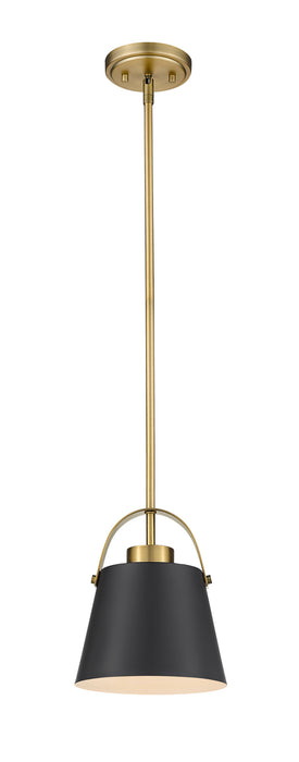 Z-Lite 726MP-MB+HBR One Light Pendant, Matte Black + Heritage Brass