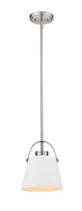 Z-Lite 726MP-MW+BN One Light Pendant, Matte White + Brushed Nickel