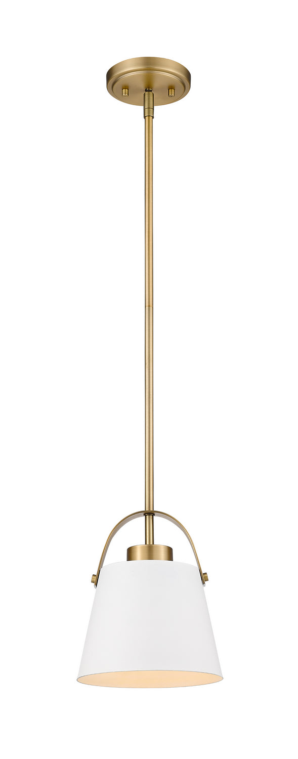 Z-Lite 726MP-MW+HBR One Light Pendant, Matte White + Heritage Brass