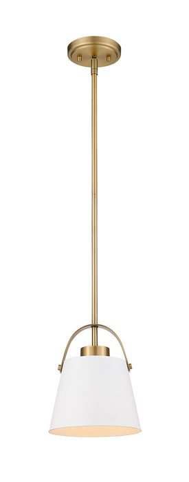 Z-Lite 726MP-MW+HBR One Light Pendant, Matte White + Heritage Brass