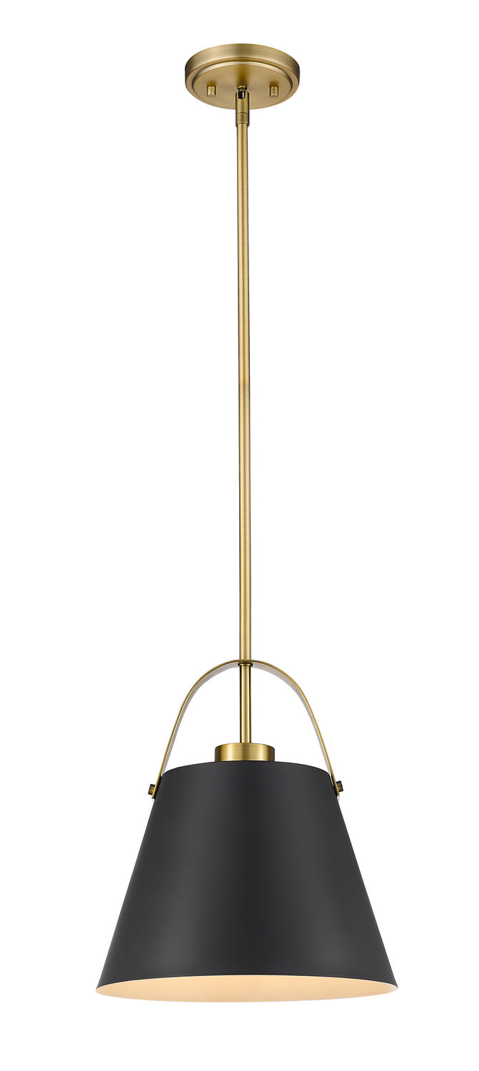 Z-Lite 726P-MB+HBR One Light Pendant, Matte Black + Heritage Brass