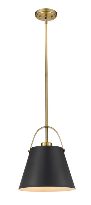 Z-Lite 726P-MB+HBR One Light Pendant, Matte Black + Heritage Brass