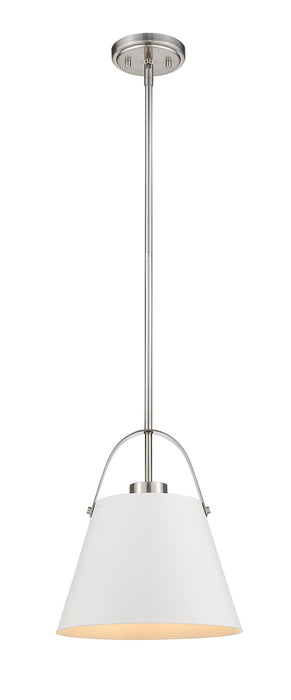 Z-Lite 726P-MW+BN One Light Pendant, Matte White + Brushed Nickel