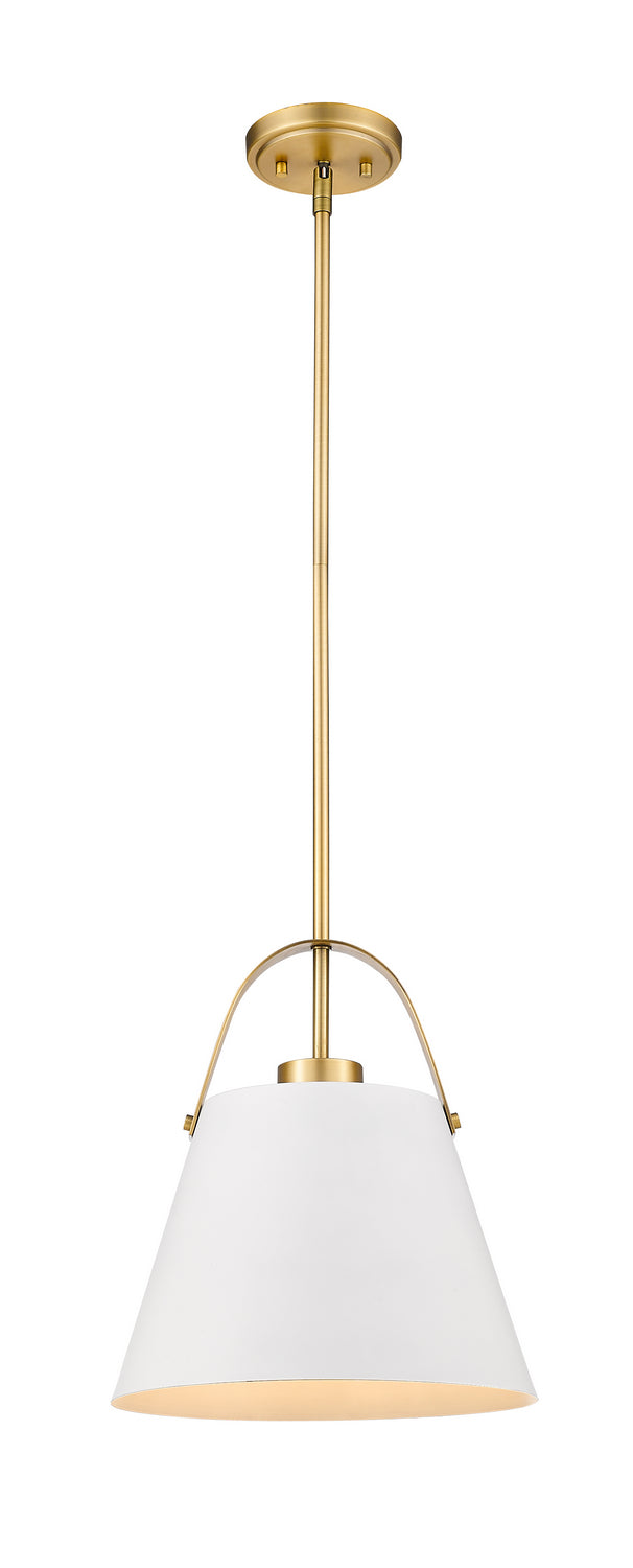 Z-Lite 726P-MW+HBR One Light Pendant, Matte White + Heritage Brass