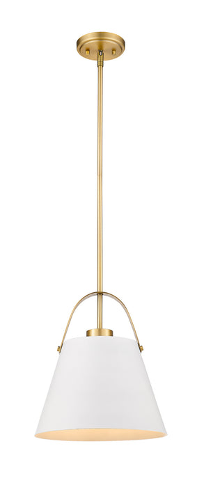 Z-Lite 726P-MW+HBR One Light Pendant, Matte White + Heritage Brass