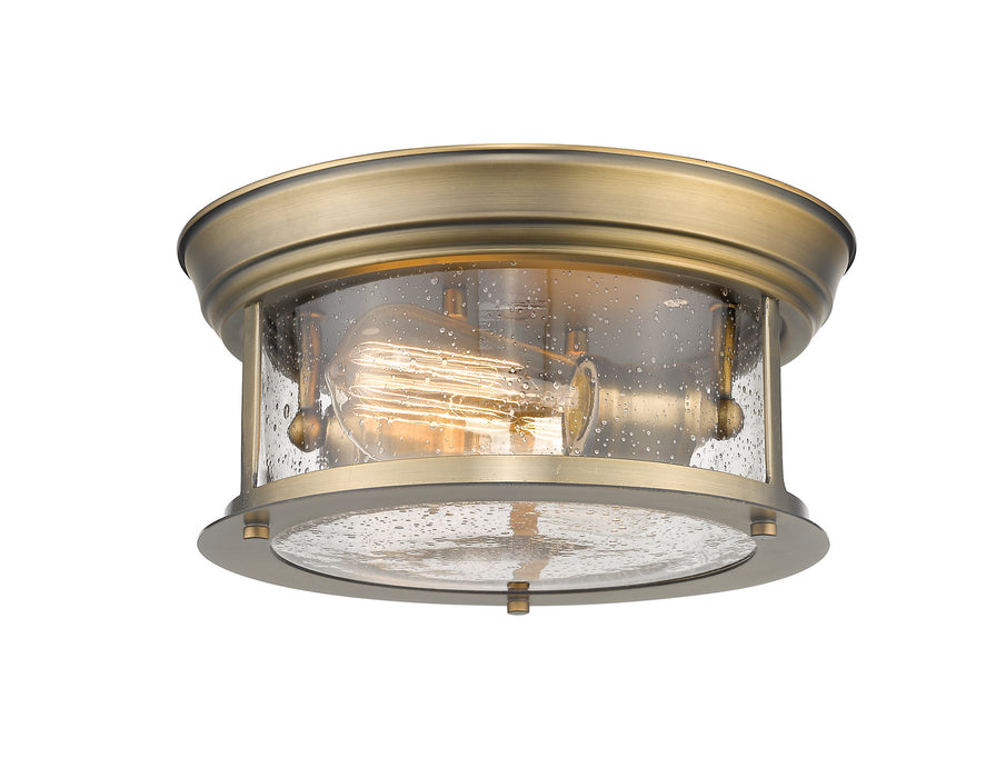 Z-Lite 727F10-HBR Two Light Flush Mount, Heritage Brass