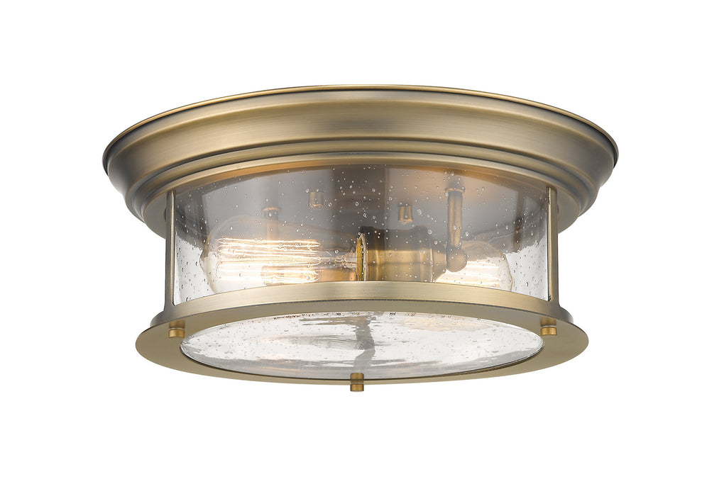 Z-Lite 727F13-HBR Two Light Flush Mount, Heritage Brass