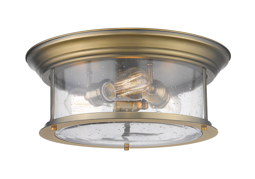 Z-Lite 727F16-HBR Three Light Flush Mount, Heritage Brass