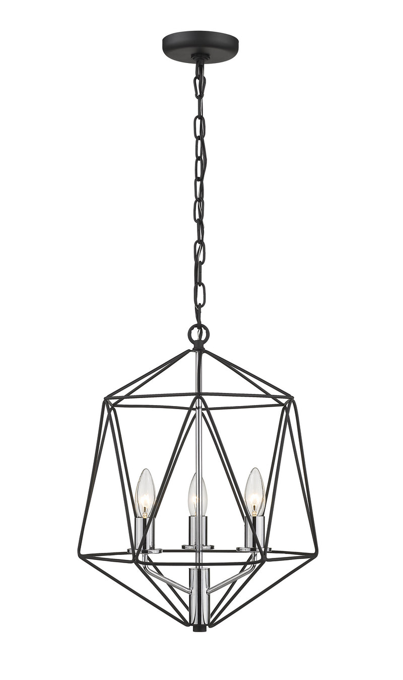 Z-Lite 918-14MB-CH Three Light Chandelier, Matte Black + Chrome
