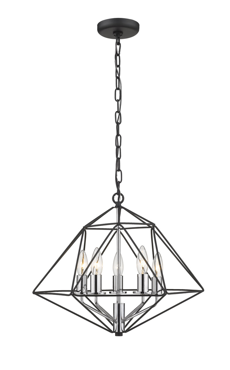 Z-Lite 918-18MB-CH Five Light Chandelier, Matte Black + Chrome