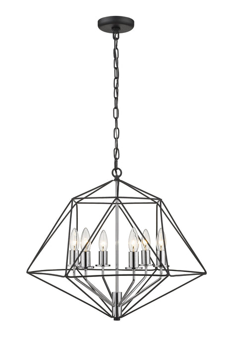 Z-Lite 918-22MB-CH Six Light Chandelier, Matte Black + Chrome (Open Box - Final Sale)