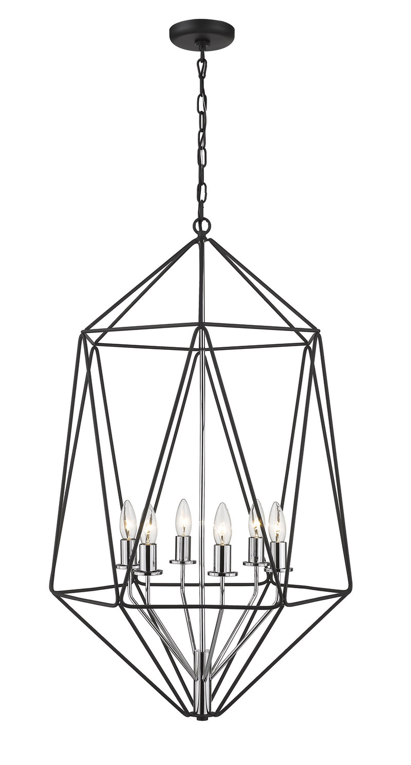 Z-Lite 918-35MB-CH Six Light Chandelier, Matte Black + Chrome