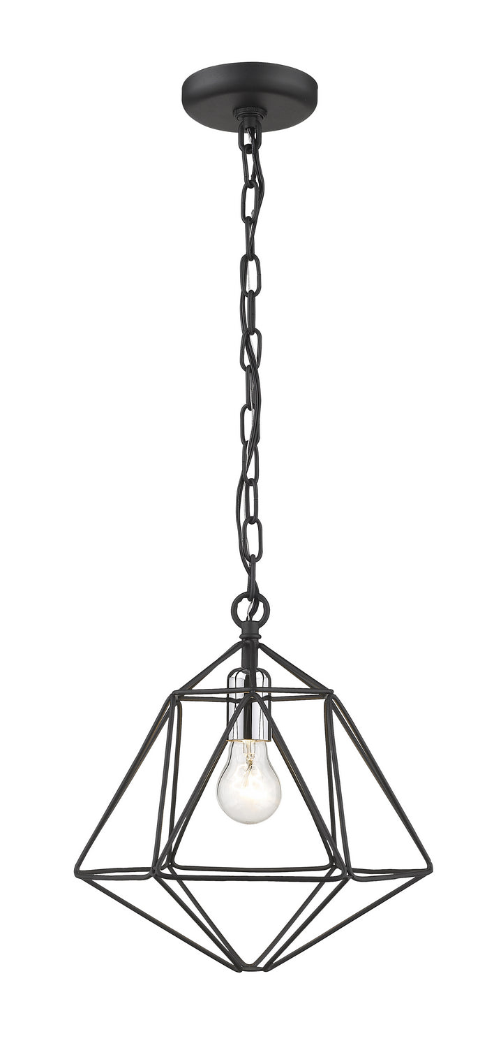 Z-Lite 918MP-MB-CH One Light Pendant, Matte Black + Chrome