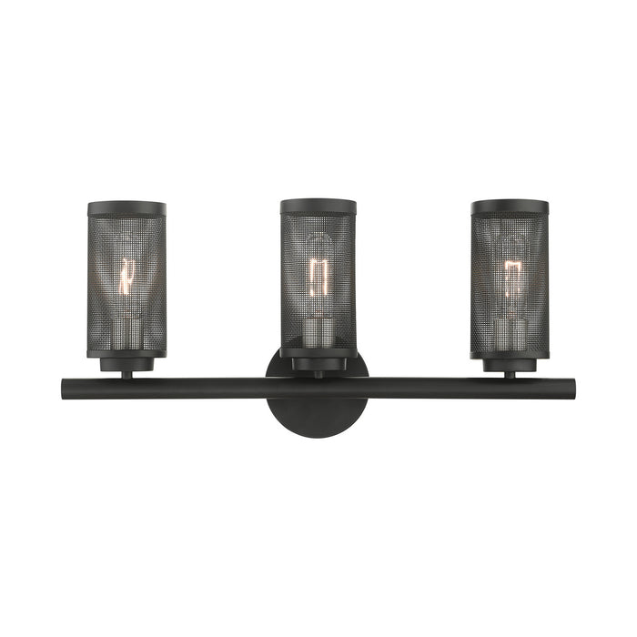 Livex Lighting 14123-04 Three Light Vanity, Black w/ Brushed Nickels