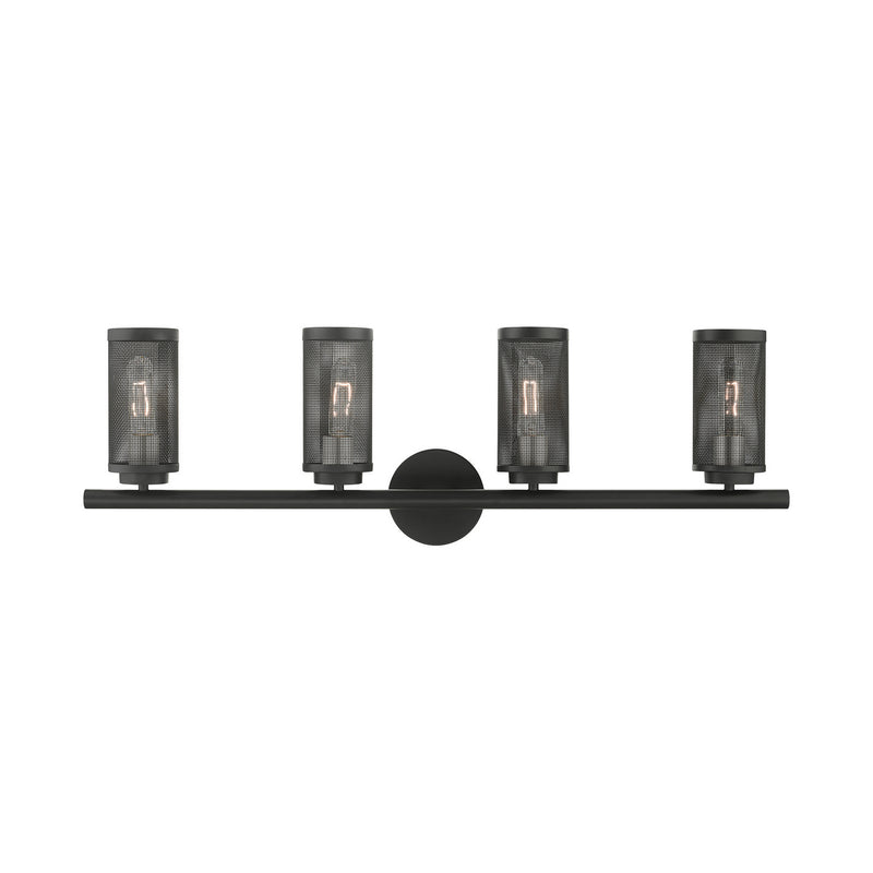 Livex Lighting 14124-04 Four Light Vanity, Black w/ Brushed Nickels