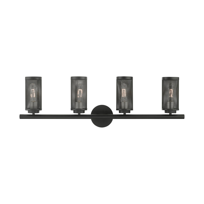 Livex Lighting 14124-04 Four Light Vanity, Black w/ Brushed Nickels