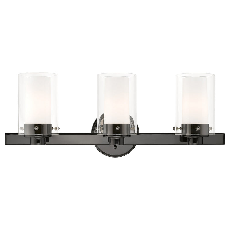 Livex Lighting 1543-46 Three Light Vanity, Black Chrome w/ Polished Chromes