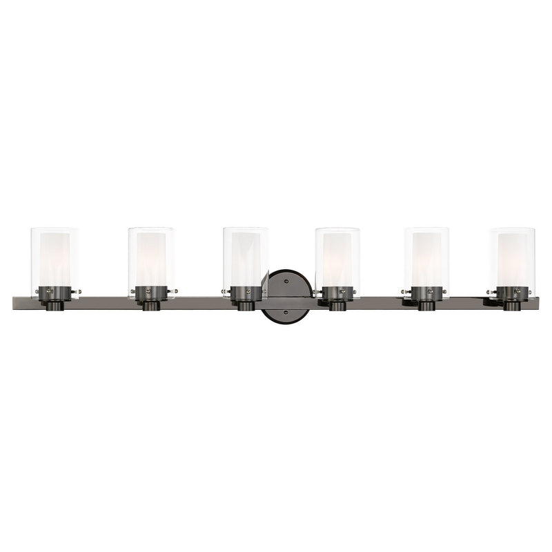 Livex Lighting 15456-46 Six Light Vanity, Black Chrome w/ Polished Chromes