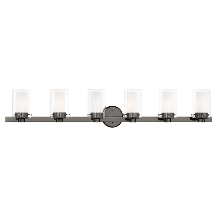 Livex Lighting 15456-46 Six Light Vanity, Black Chrome w/ Polished Chromes