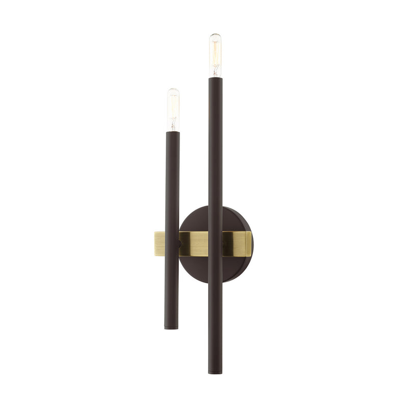 Livex Lighting 15582-07 Two Light Wall Sconce, Bronze w/ Antique Brasss
