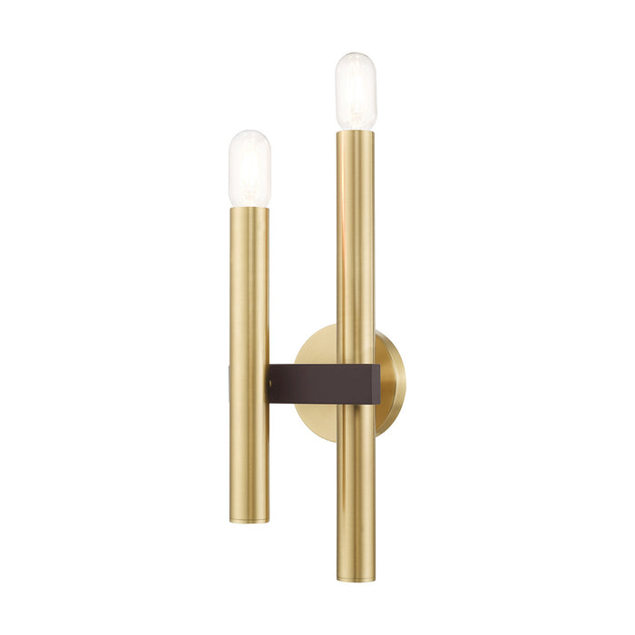 Livex Lighting 15832-12 Two Light Wall Sconce, Satin Brass w/ Bronzes