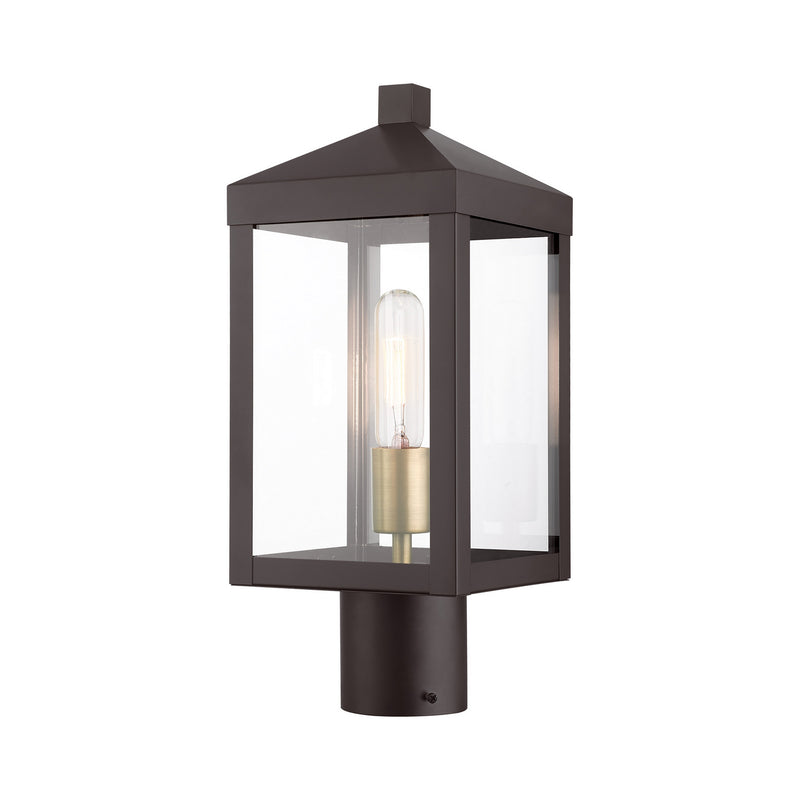 Livex Lighting 20590-07 One Light Outdoor Post Top Lantern, Bronze w/ Antique Brass Cluster