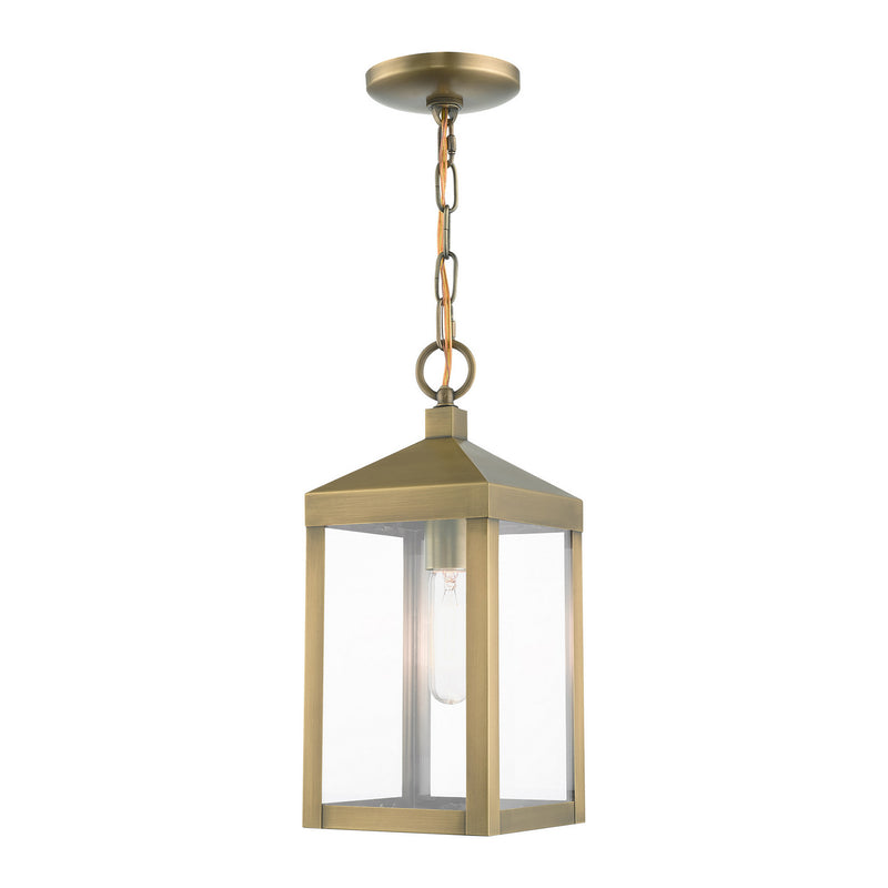 Livex Lighting 20591-01 One Light Outdoor Pendant, Antique Brass