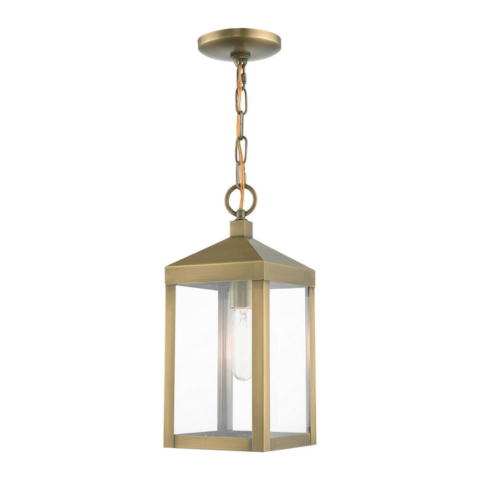 Livex Lighting 20591-01 One Light Outdoor Pendant, Antique Brass