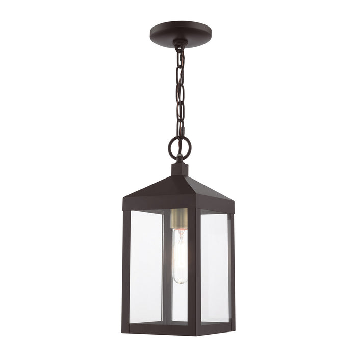 Livex Lighting 20591-07 One Light Outdoor Pendant, Bronze w/ Antique Brass Cluster