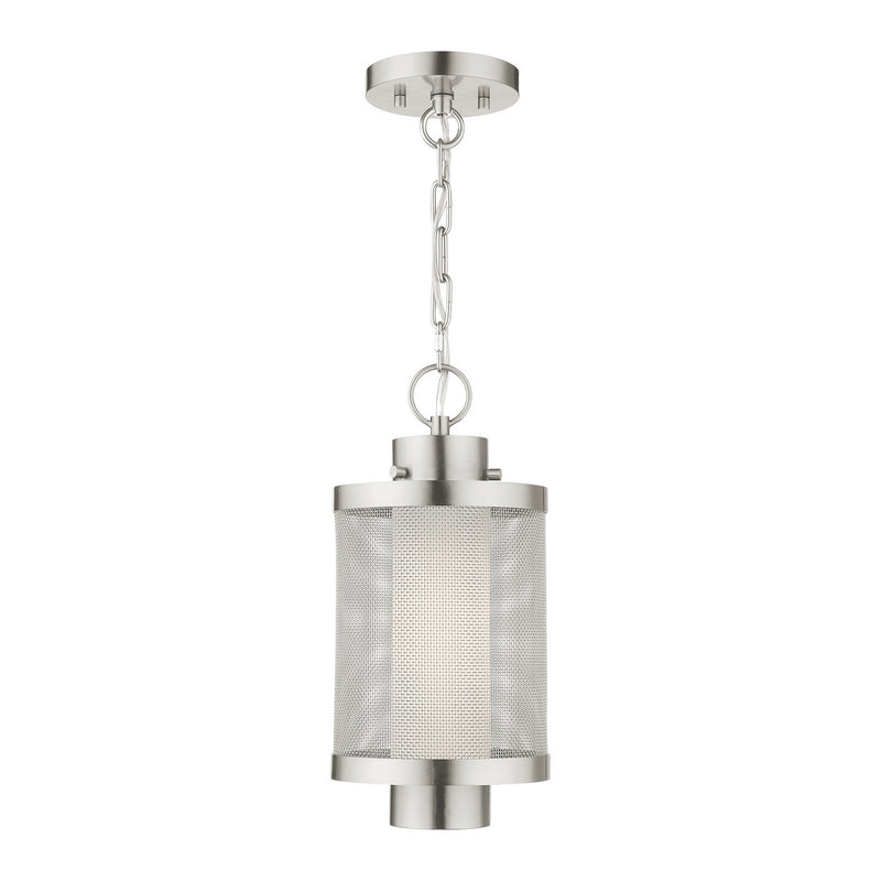 Livex Lighting 20685-91 One Light Outdoor Pendant, Brushed Nickel