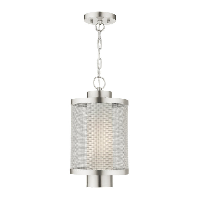 Livex Lighting 20687-91 One Light Outdoor Pendant, Brushed Nickel