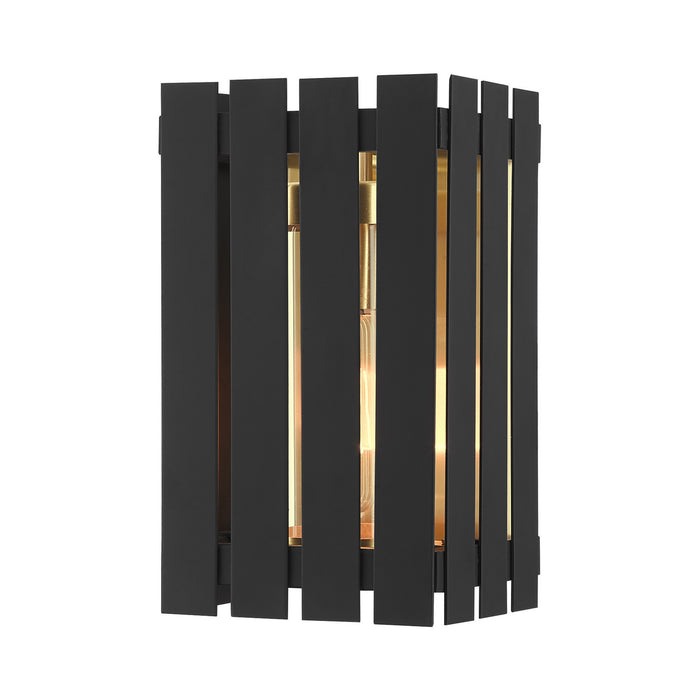 Livex Lighting 20751-04 One Light Outdoor Wall Lantern, Black w/ Satin Brasss