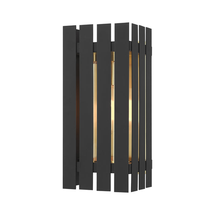 Livex Lighting 20752-04 One Light Outdoor Wall Lantern, Black w/ Satin Brasss