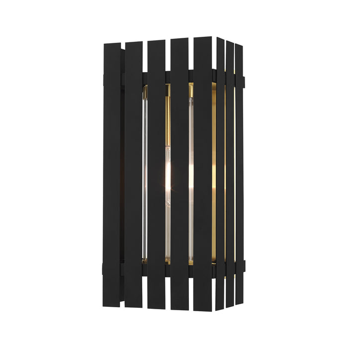 Livex Lighting 20753-04 One Light Outdoor Wall Lantern, Black w/ Satin Brasss