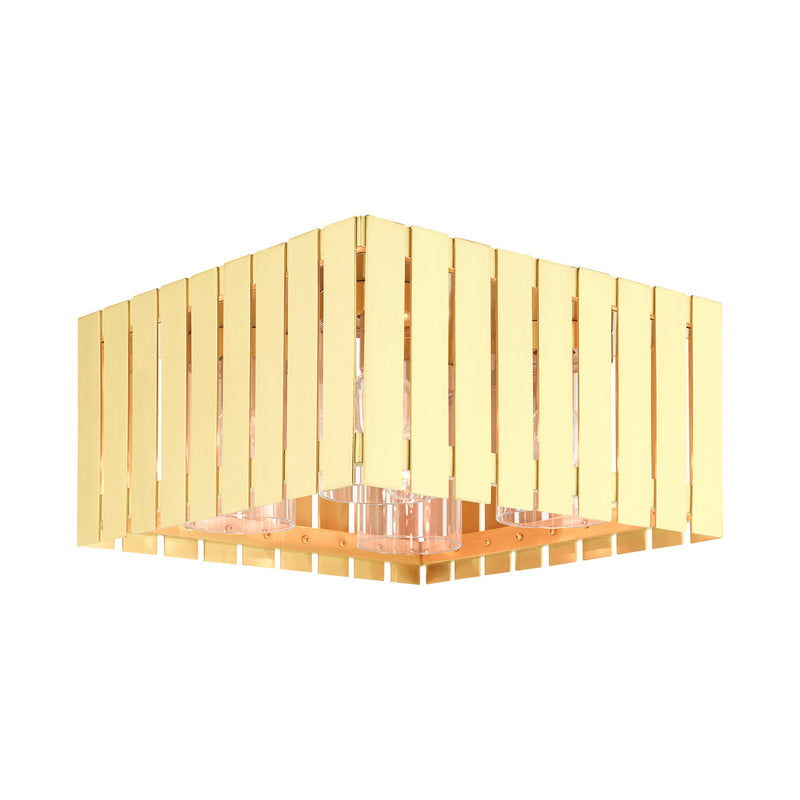 Livex Lighting 20754-12 Four Light Outdoor Flush Mount, Satin Brass