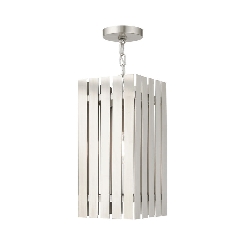 Livex Lighting 20757-91 One Light Outdoor Pendant, Brushed Nickel