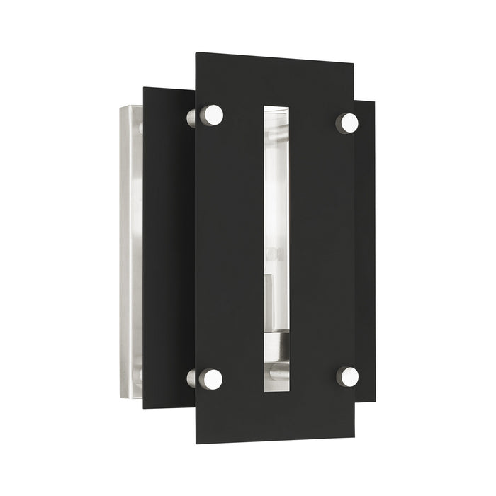 Livex Lighting 21771-04 One Light Outdoor Wall Lantern, Black w/ Brushed Nickels
