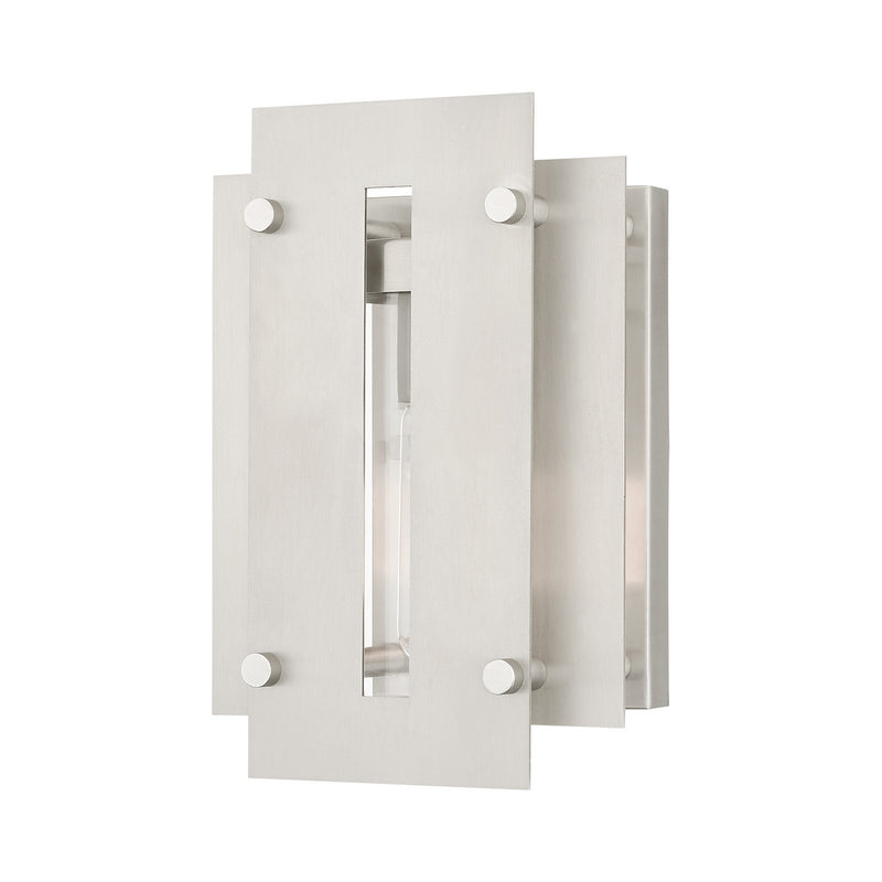 Livex Lighting 21771-91 One Light Outdoor Wall Lantern, Brushed Nickel