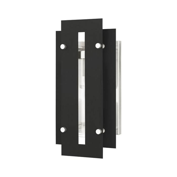 Livex Lighting 21772-04 One Light Outdoor Wall Lantern, Black w/ Brushed Nickels