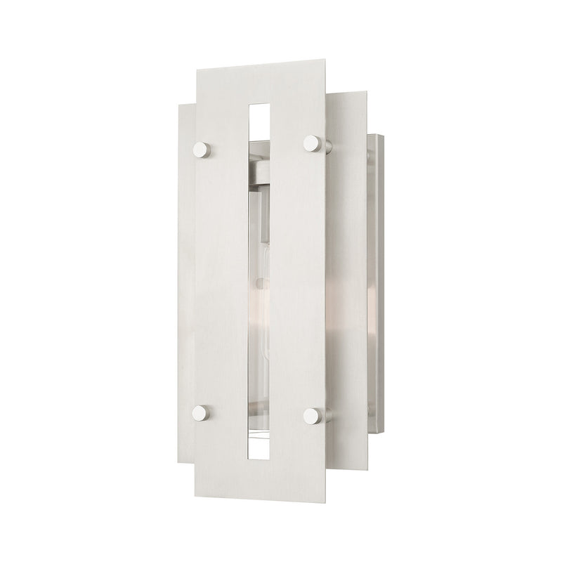 Livex Lighting 21772-91 One Light Outdoor Wall Lantern, Brushed Nickels