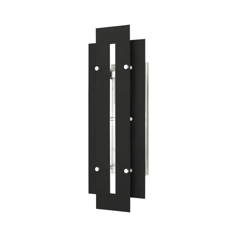 Livex Lighting 21773-04 One Light Outdoor Wall Lantern, Black w/ Brushed Nickels