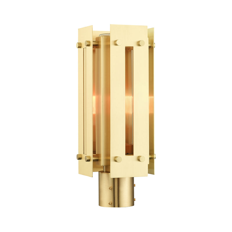 Livex Lighting 21774-12 One Light Outdoor Post Top Lantern, Satin Brass