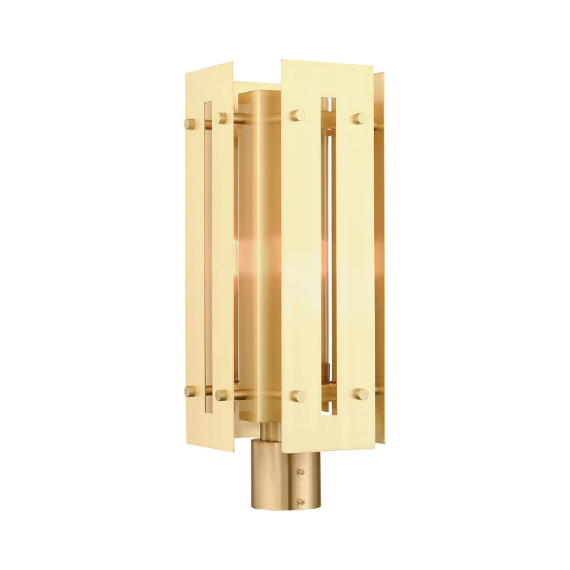 Livex Lighting 21776-12 One Light Outdoor Post Top Lantern, Satin Brass