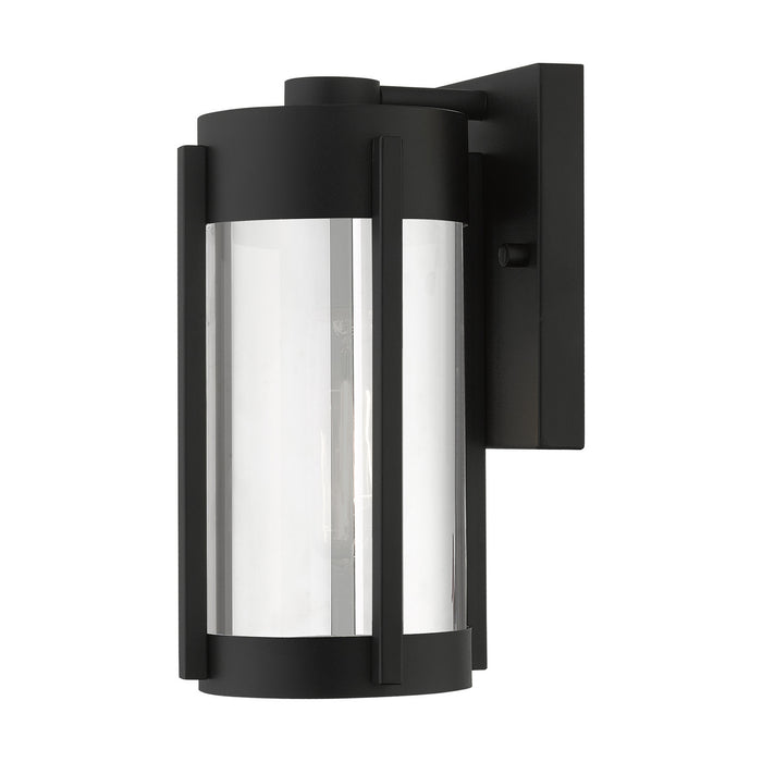 Livex Lighting 22380-04 One Light Outdoor Wall Lantern, Black w/ Brushed Nickels