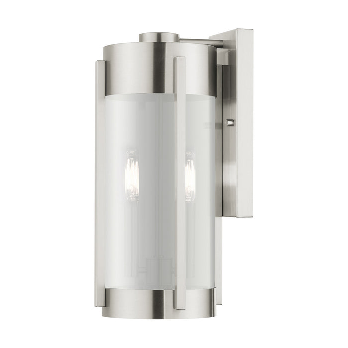 Livex Lighting 22382-91 Two Light Outdoor Wall Lantern, Brushed Nickel