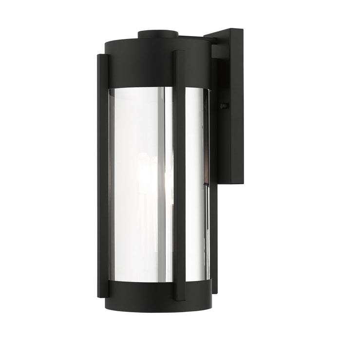 Livex Lighting 22383-04 Three Light Outdoor Wall Lantern, Black w/ Brushed Nickels