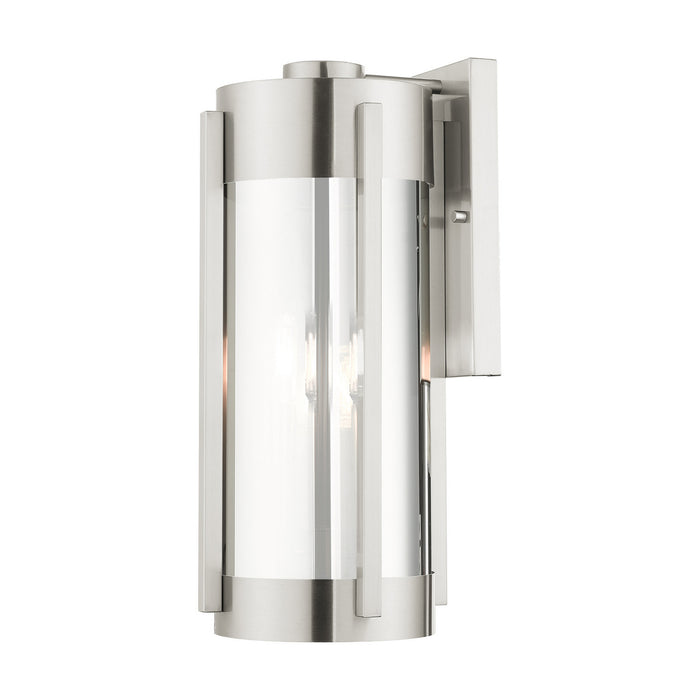 Livex Lighting 22383-91 Three Light Outdoor Wall Lantern, Brushed Nickel