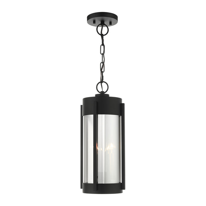 Livex Lighting 22385-04 Two Light Outdoor Pendant, Black w/ Brushed Nickels