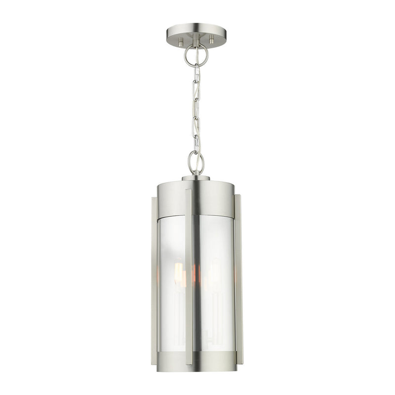 Livex Lighting 22385-91 Two Light Outdoor Pendant, Brushed Nickel